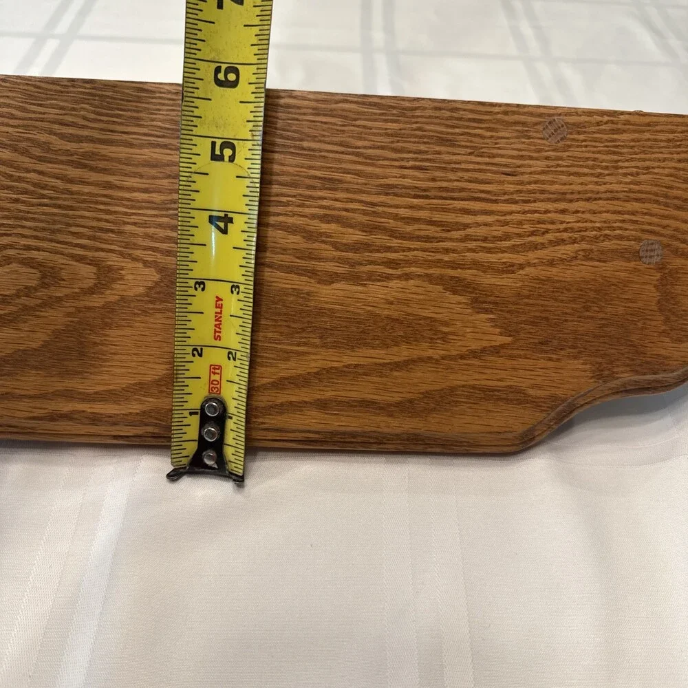 Vintage Solid Oak Hanging Wall Shelf Carved Floral Scroll Appliqué 16” Farmhouse